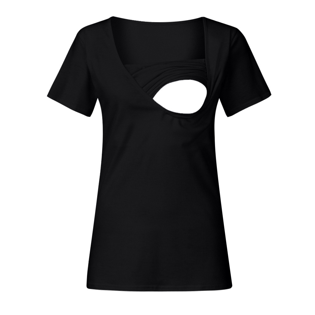 

Casual Solid Short-sleeve Nursing Tee
