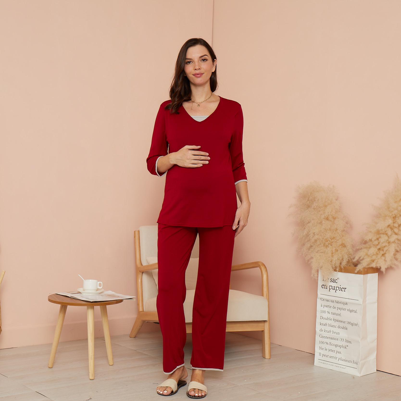 

Maternity Plain Long skirt suit