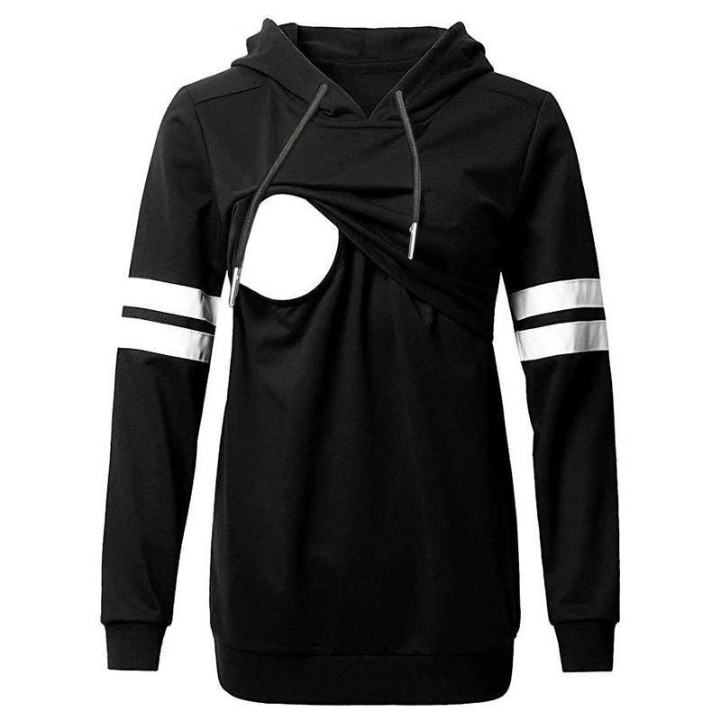 

Casual Colorblock Long-sleeve Nursing Hoodie