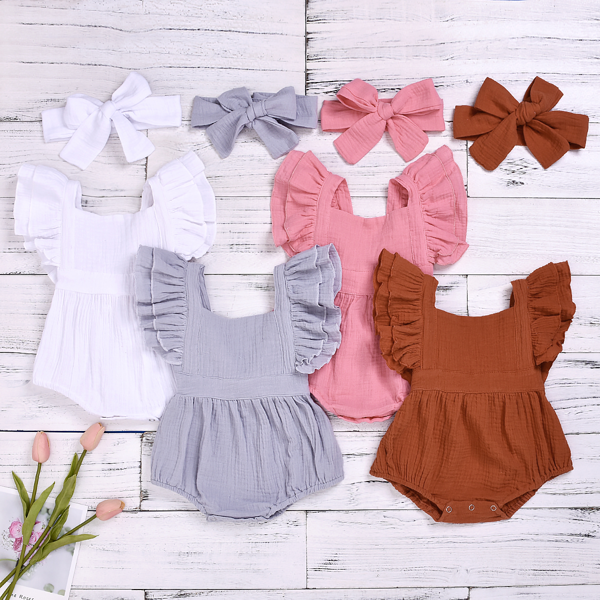 

Baby Girl Solid Sleeveless Romper