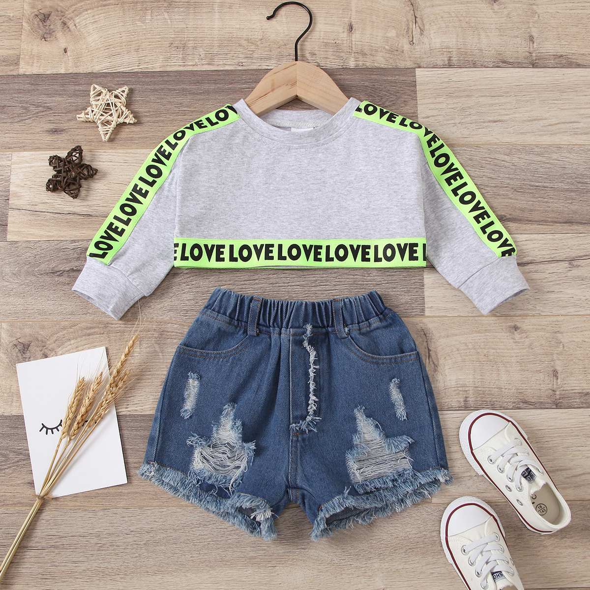 

2pcs Baby Girl Long-sleeve Cotton casual Letter Baby's Sets