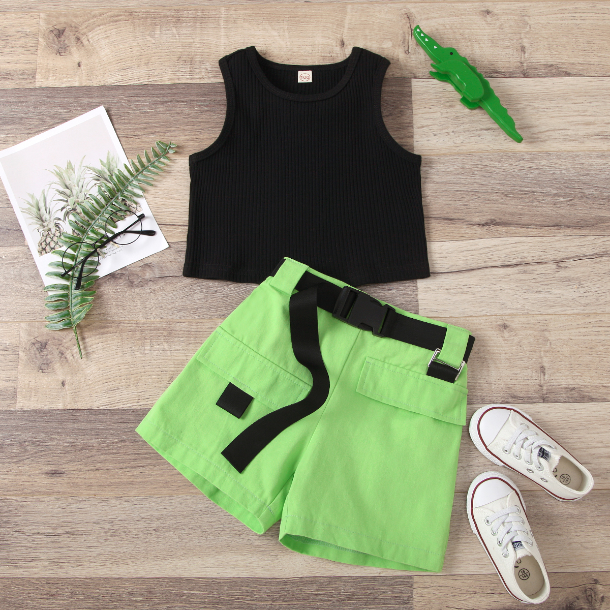 

2-piece Toddler Girl Trendy Tank and Shorts Set