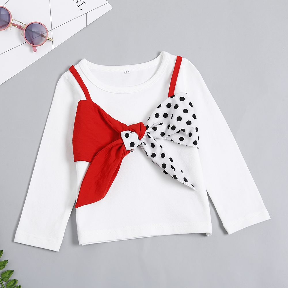 

Baby / Toddler Stylish Polka Dots Bowknot Decor Long-sleeve Tee
