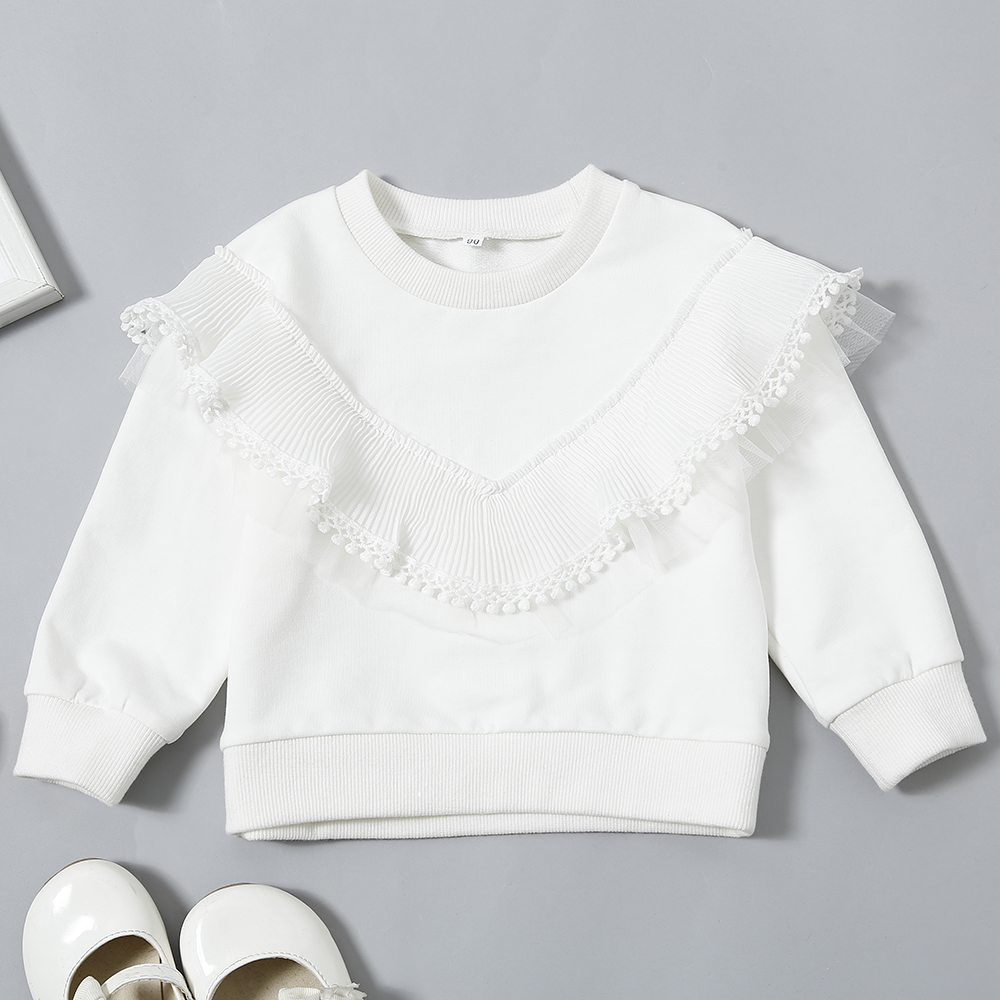 

Baby / Toddler Solid Tulle Decor Long-sleeve Top (No shoes)