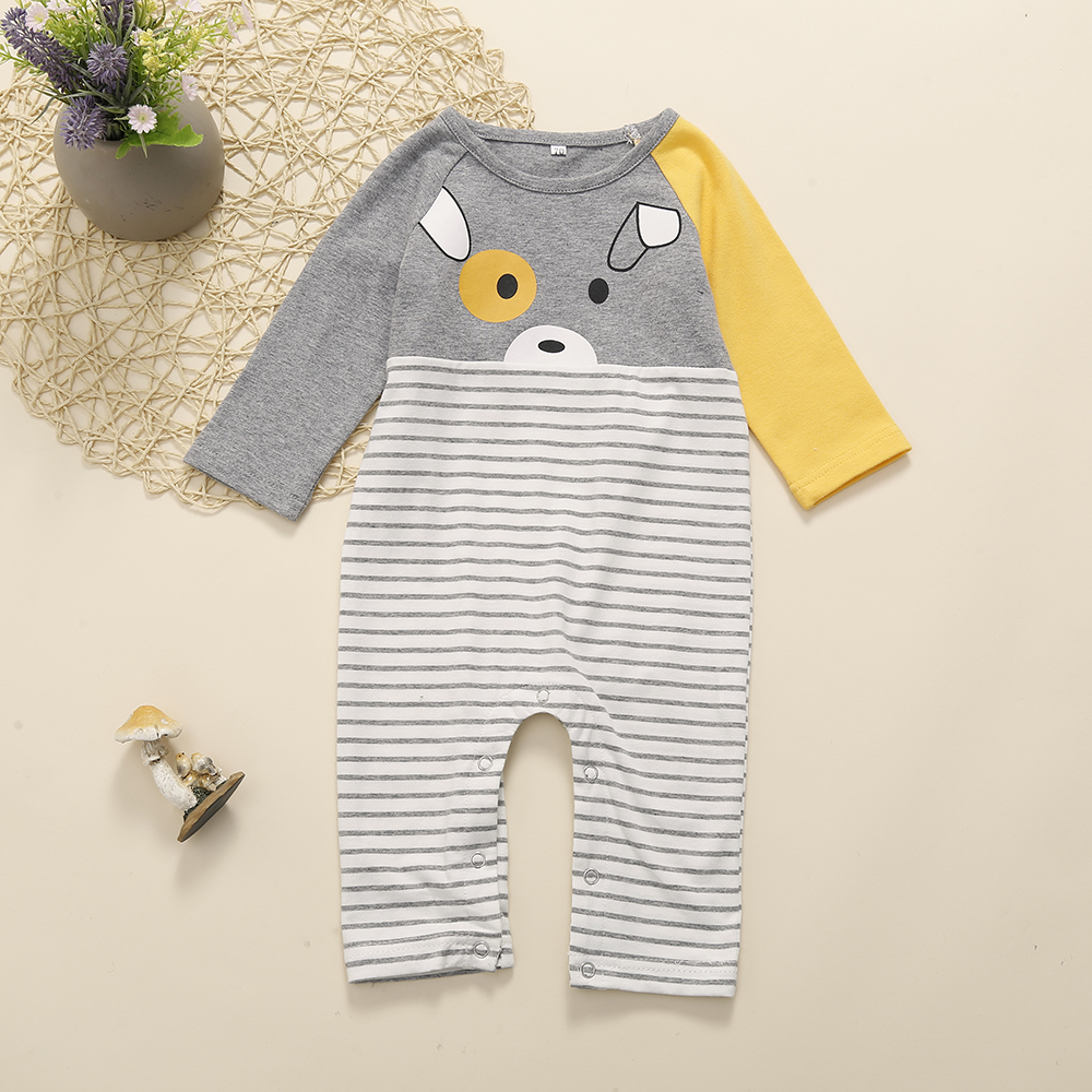 

Baby Boy / Girl Cute Bear Print Stripe Long-sleeve Jumpsuit