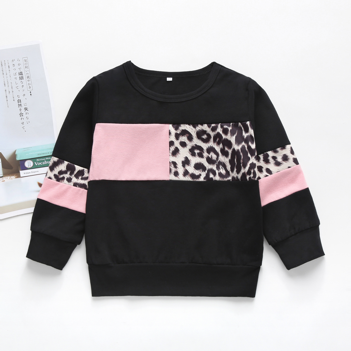 

Baby / Toddler Girl Leopard Pattern Colorblock Pullover