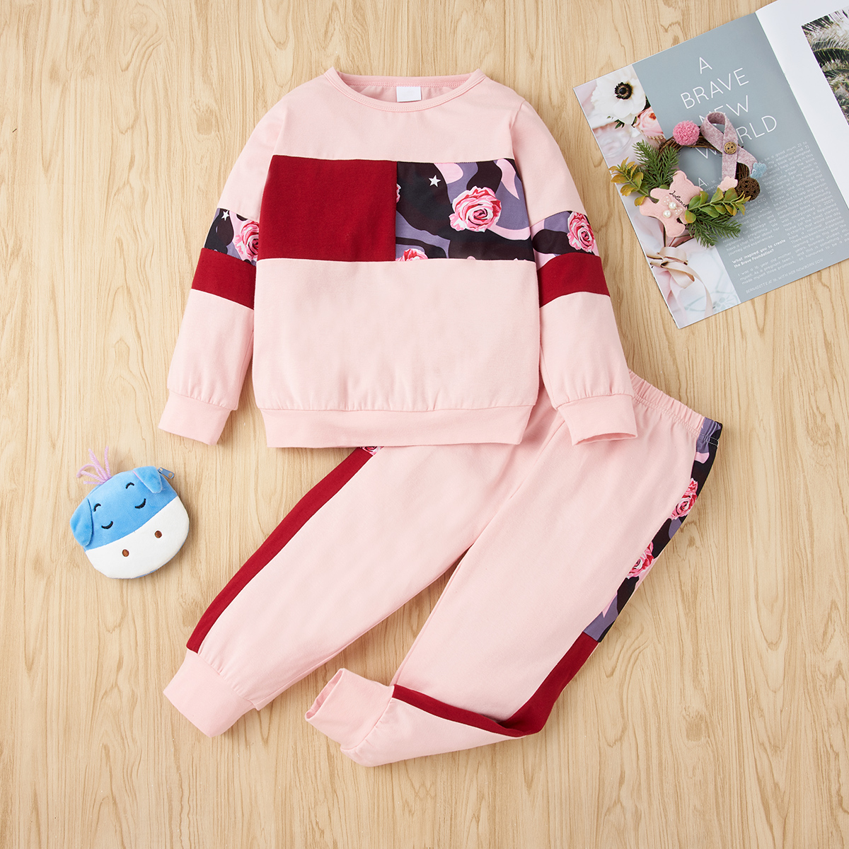 

2-piece Baby / Toddler Floral Print Ruffled Top and Pants Set