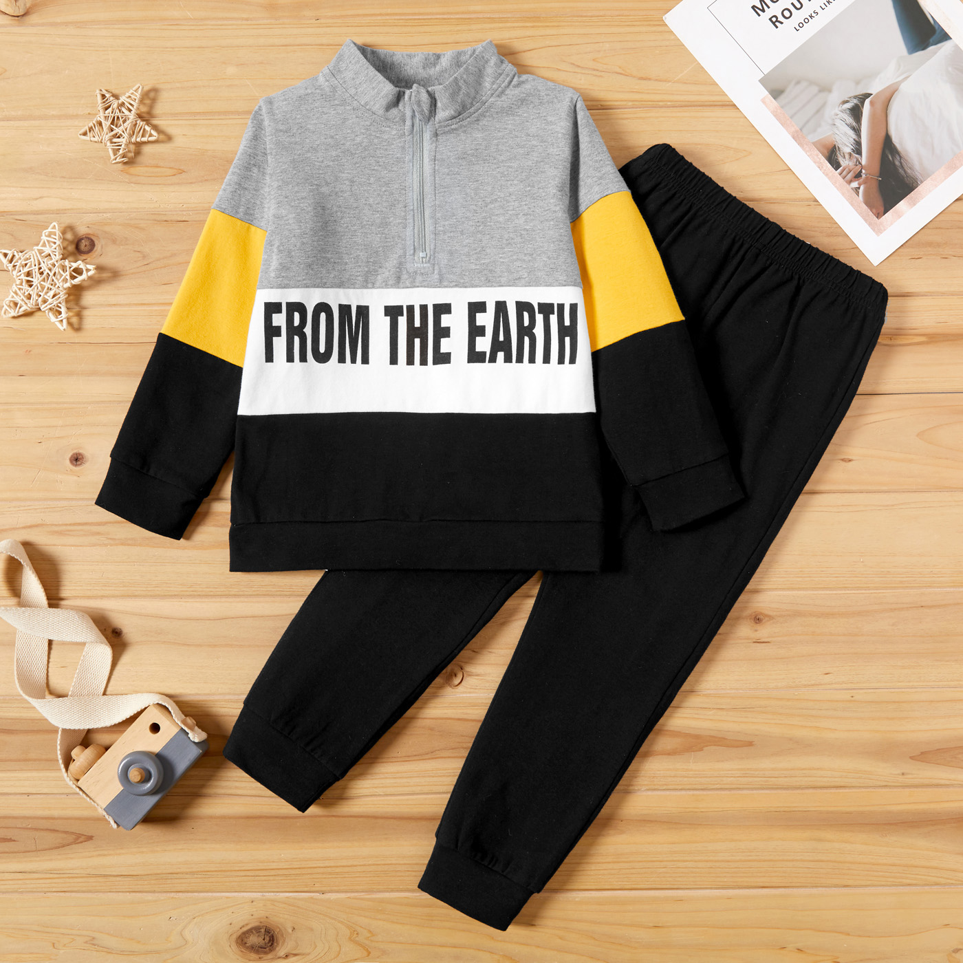 

2-piece Baby / Toddler Letter Sporty Top and Pants Set