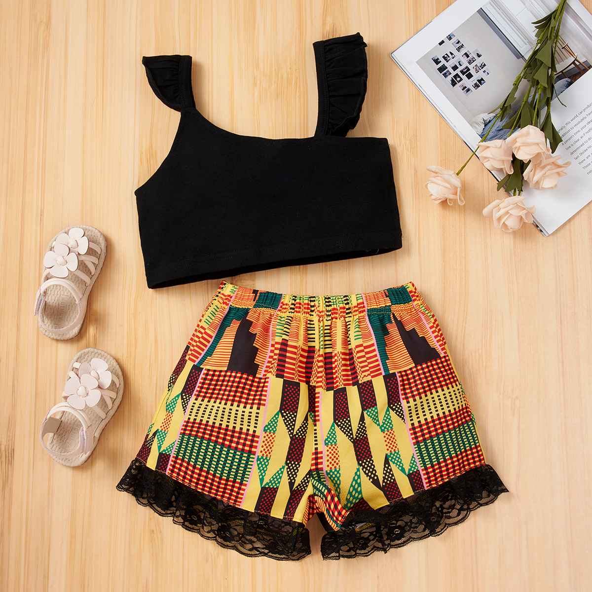 

2pcs Toddler Girl Cotton Sling Bohemian Style Toddler sets