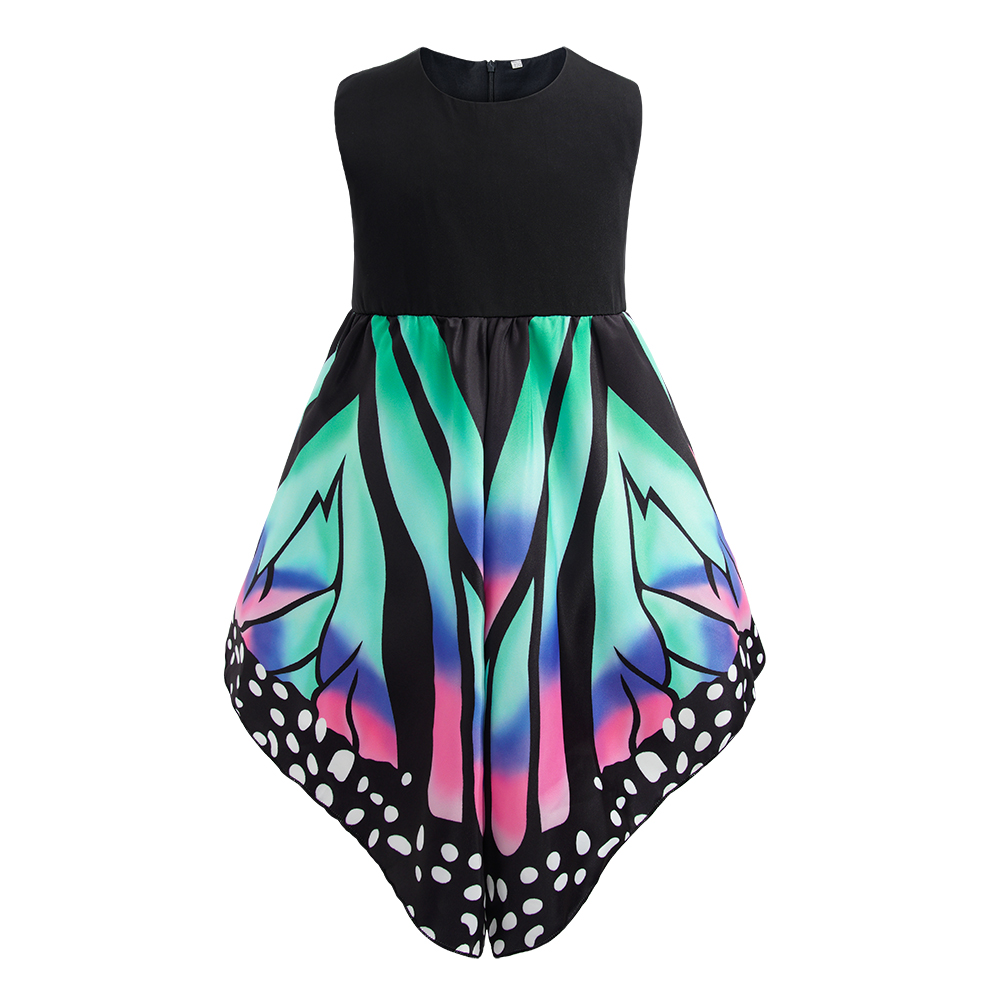 

Pretty Kid Girl Sleeveless Butterfly Print Costume Party Dress