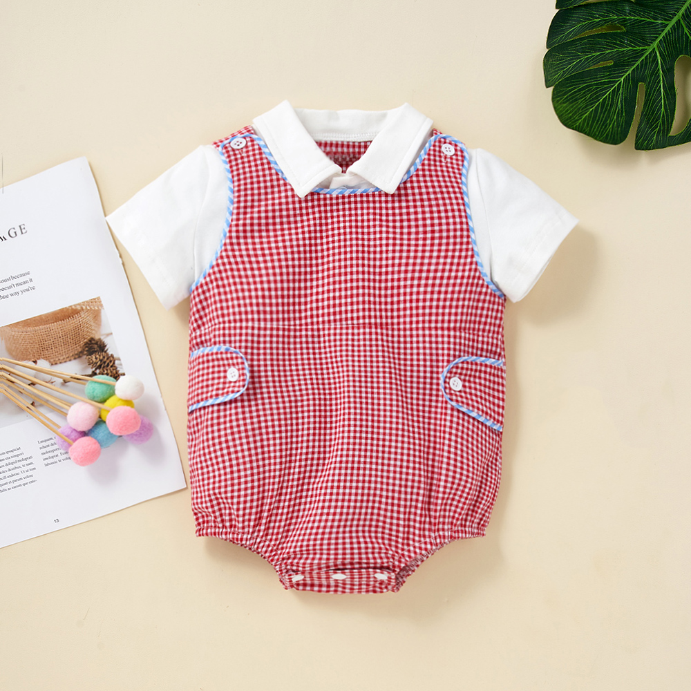 

Baby Plaid Print Short-sleeve Romper