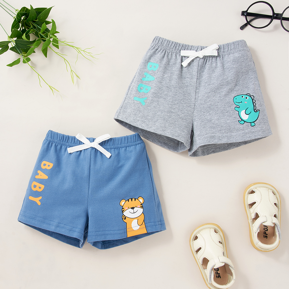 

1pc Baby Boy Dinosaur Print Elasticized Cotton Shorts