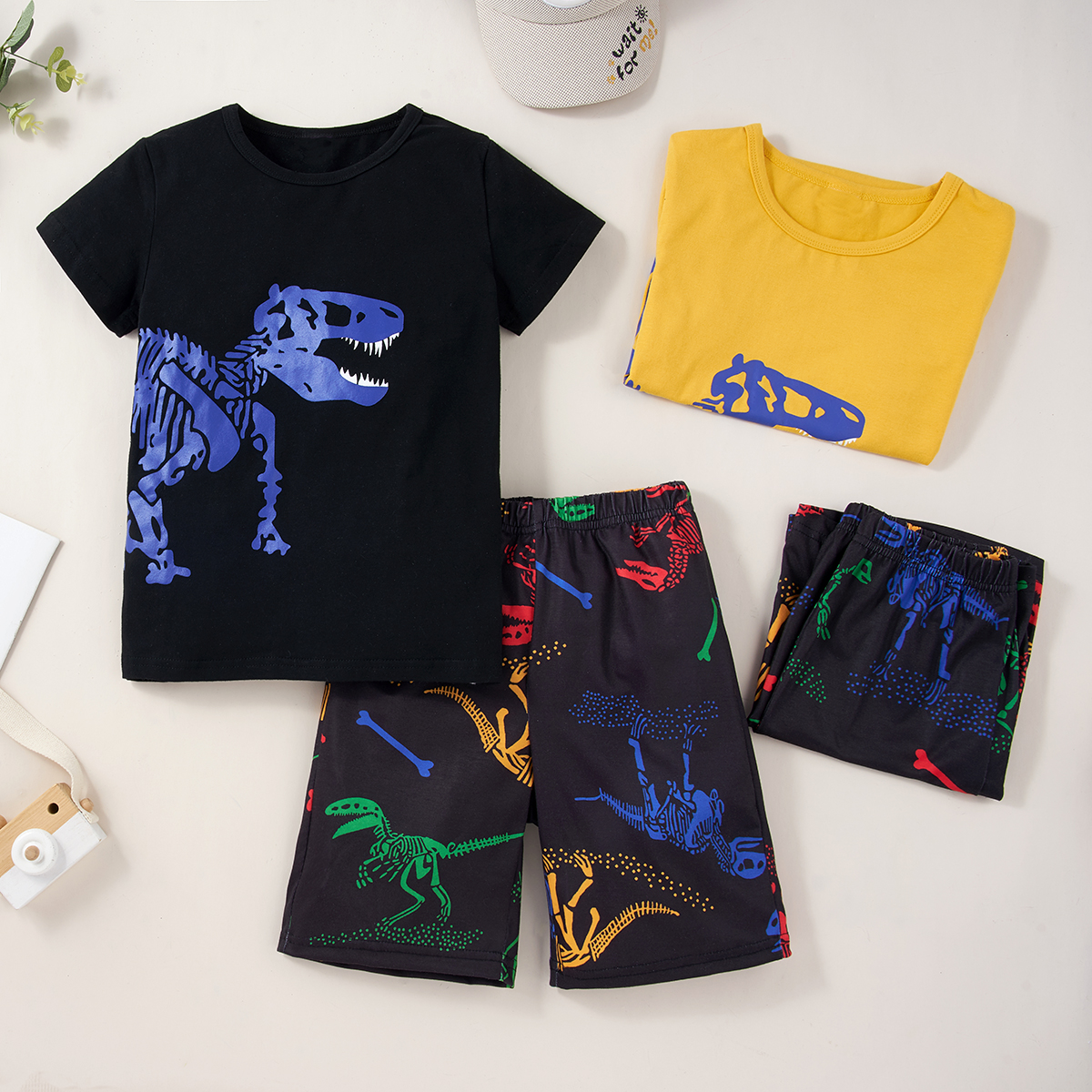

2pcs Kid Boy Short-sleeve Dinosaur Shorts Suit casual Suits