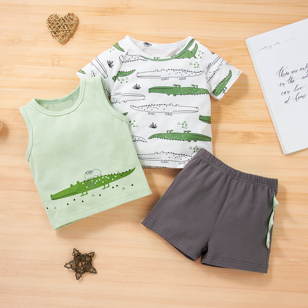 

3pcs Crocodile Print Baby Set