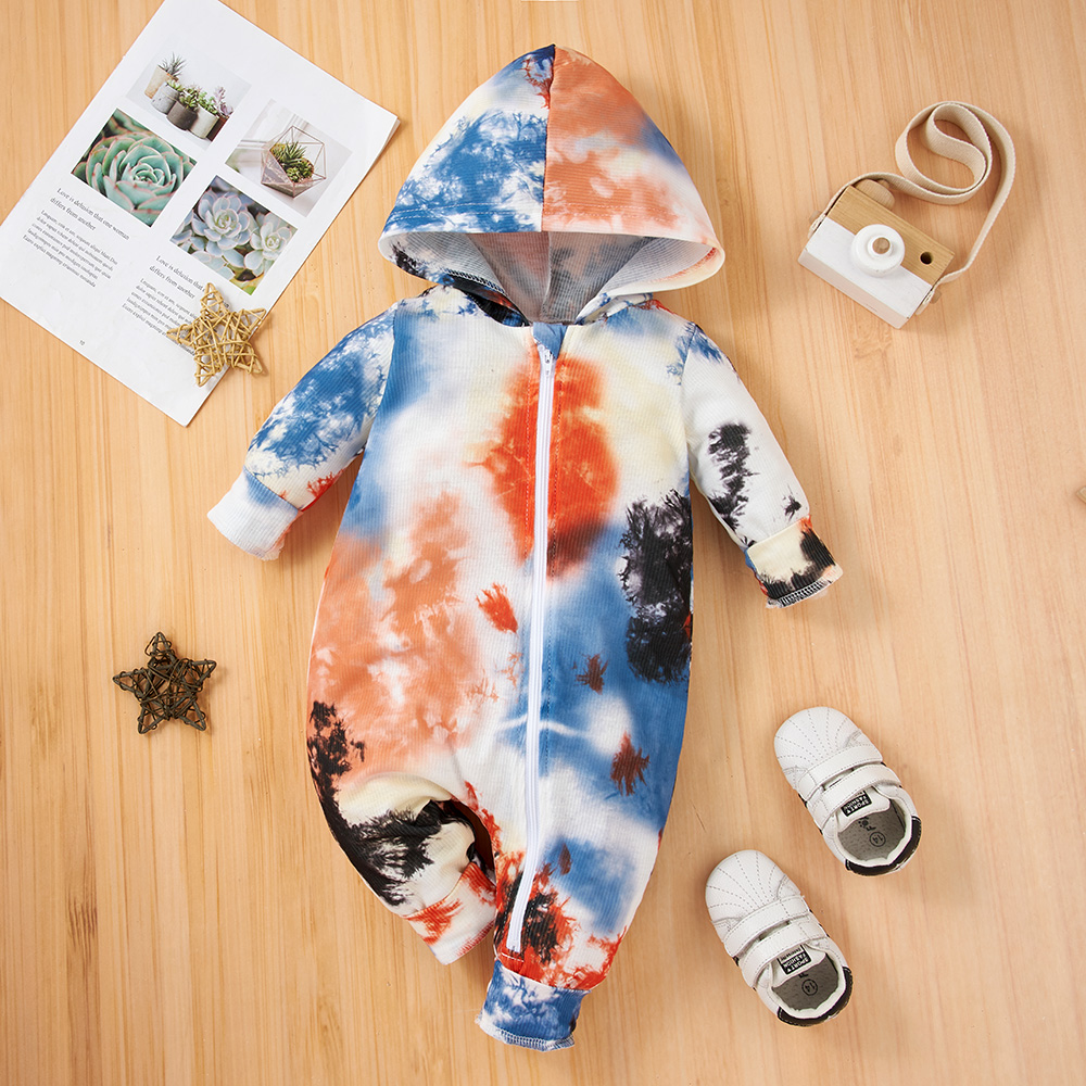 

Baby Tie Dye Long-sleeve Hoodie Zipper Jumpsuit