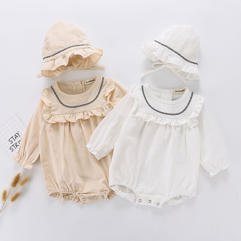 

Baby Solid Ruffled Bodysuit and Hat