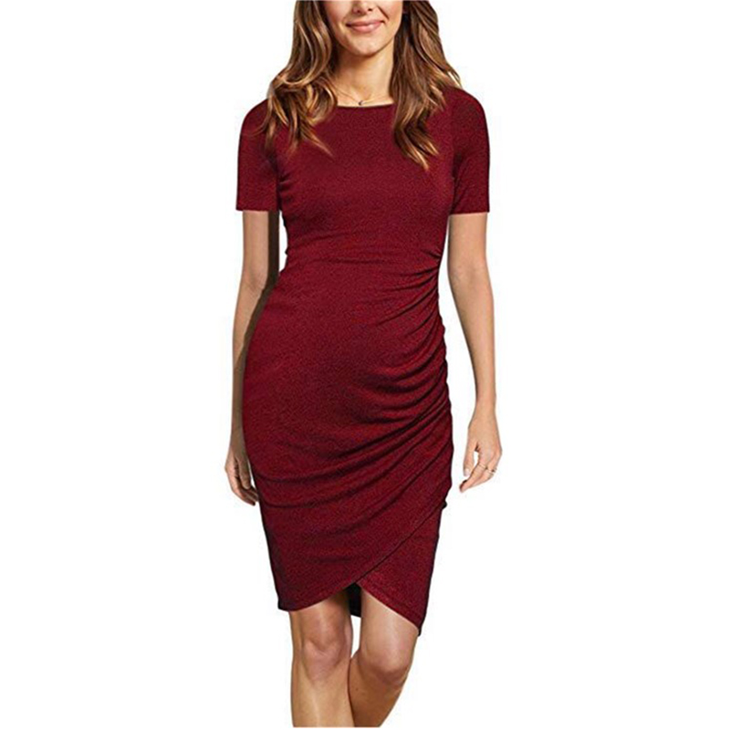 

Sassy Solid Short-sleeve Maternity Body-con Dres