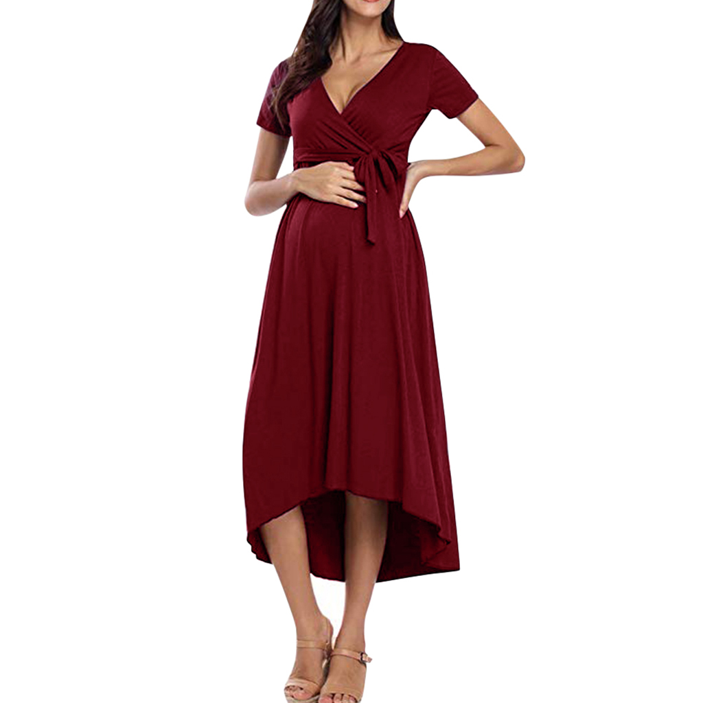 

Stylish Tie-up Short-sleeve Maternity Dress