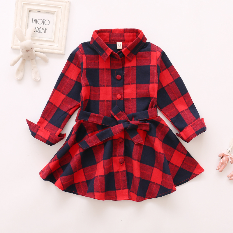 

Baby / Toddler Classic Plaid Design Bow Belted Dress
