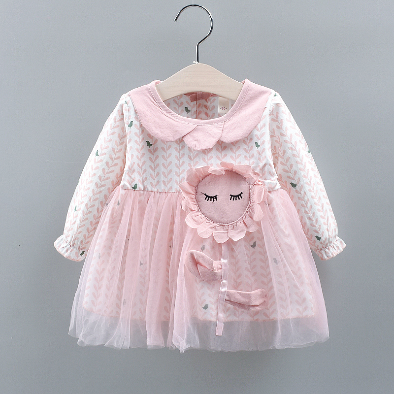 

Baby / Toddler Sweet Doll Collar 3D Cartoon Sunflower Long-sleeve Tulle Dress