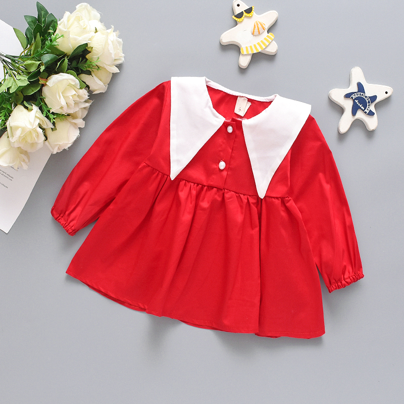 

Baby / Toddler Lovely Solid Triangle Collar Long-sleeve Princess Dress