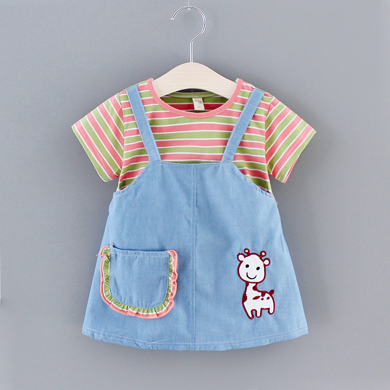 

Baby Faux-two Rainbow Jersey Dresses