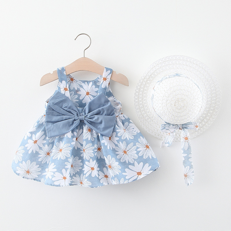 

2-piece Baby / Toddler Girl Pretty Floral Print Bowknot Dress with Hat Sets