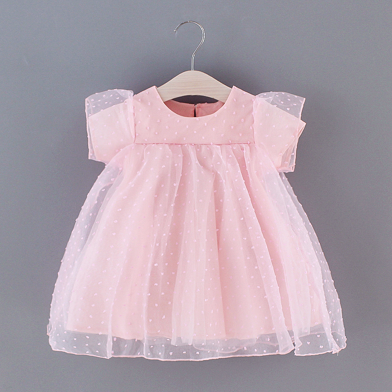 

Toddler Girl Casual Solid Polka Dots Tulle Dresses