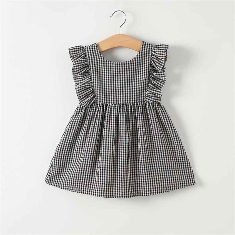 

Baby Girl Plaid Print Flounced-sleeve Dress