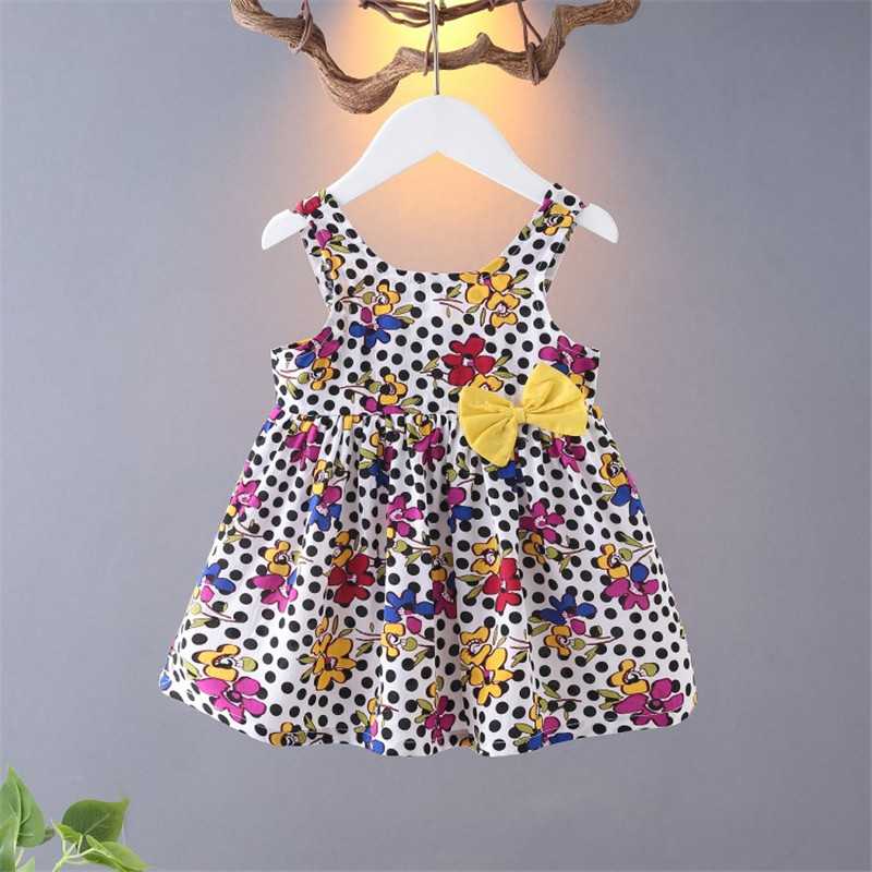 

Baby Girl Sweet Flower Polka Dots Sleeveless Dress