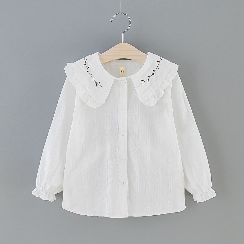 

Baby Girl Sweet Doll Collar Solid Shirt