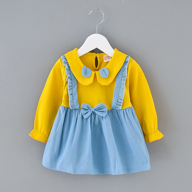 

Baby Adorable Faux-two Doll Collar Long-sleeve Dress