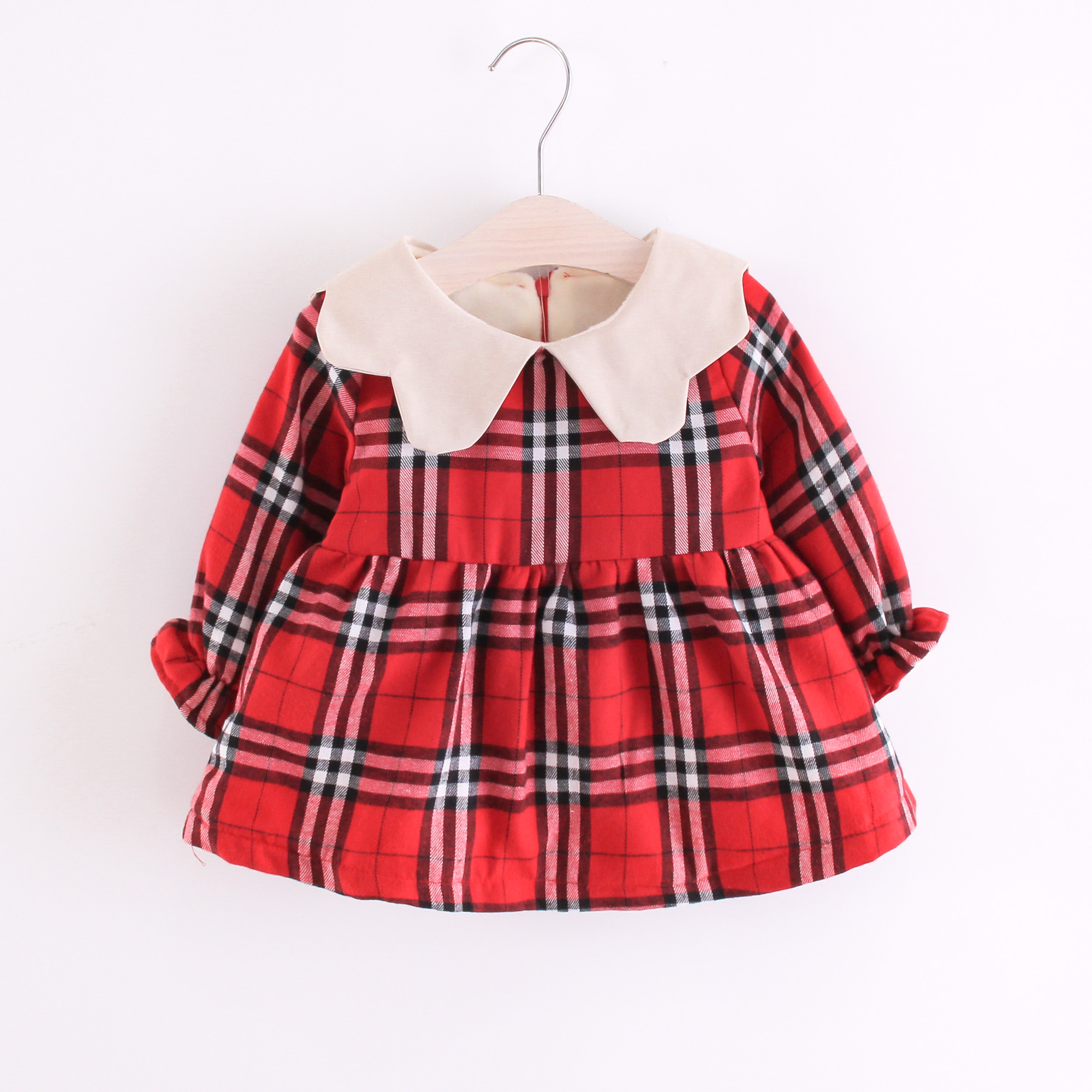 

Baby Girl Plaid Sweet Dress Long-sleeve Cotton Sweet Princess dress Baby Girl Clothes