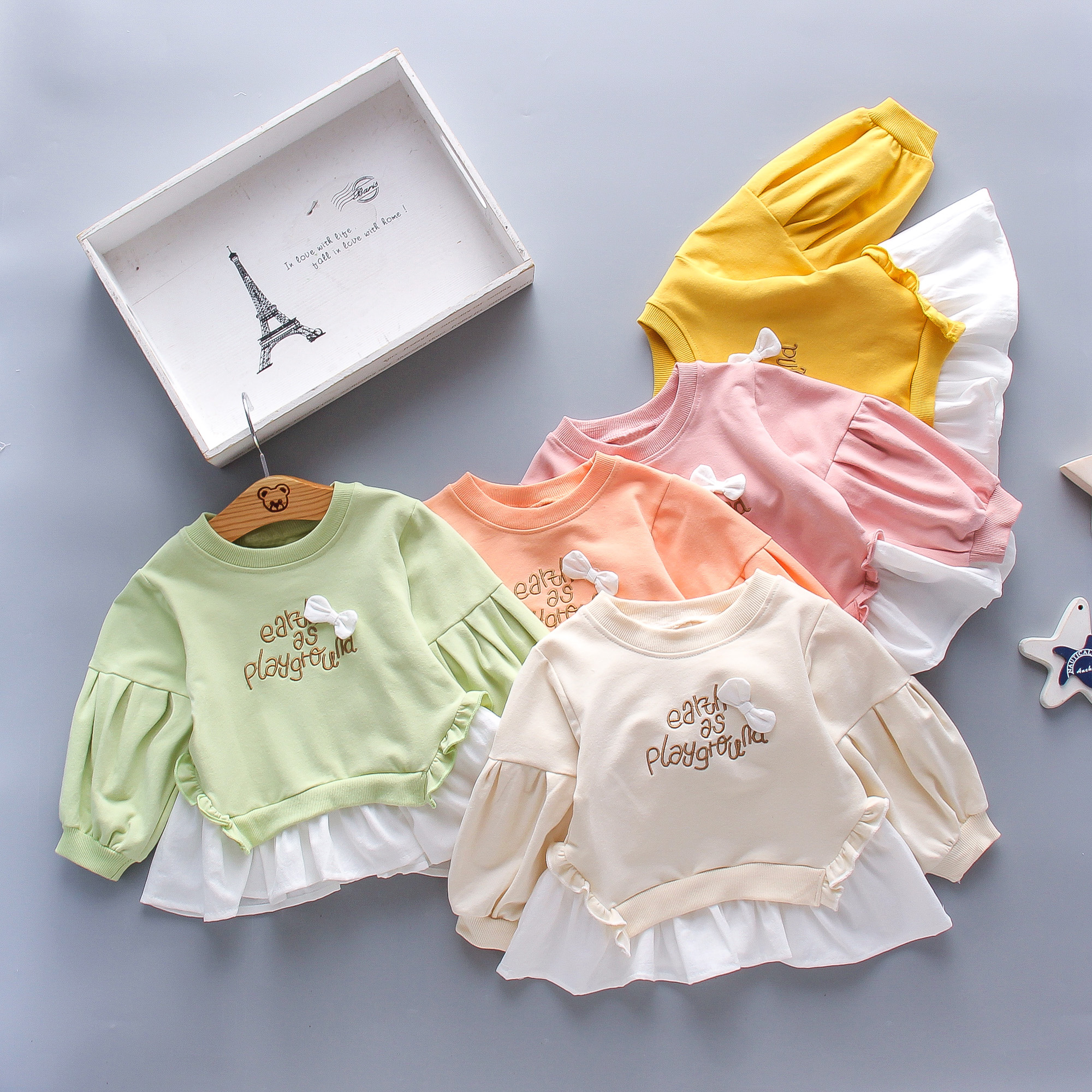 

1pc Baby Girl Long-sleeve Cotton casual Letter Pullovers & Hoodies