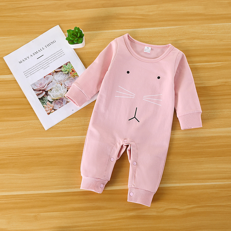 

Animal Face Print Solid Longline Jumpsuit for Baby