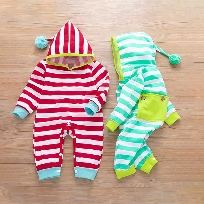 

Baby 3D Ears Fashionable Striped Print Hooded Long-sleeve Jumpsuit