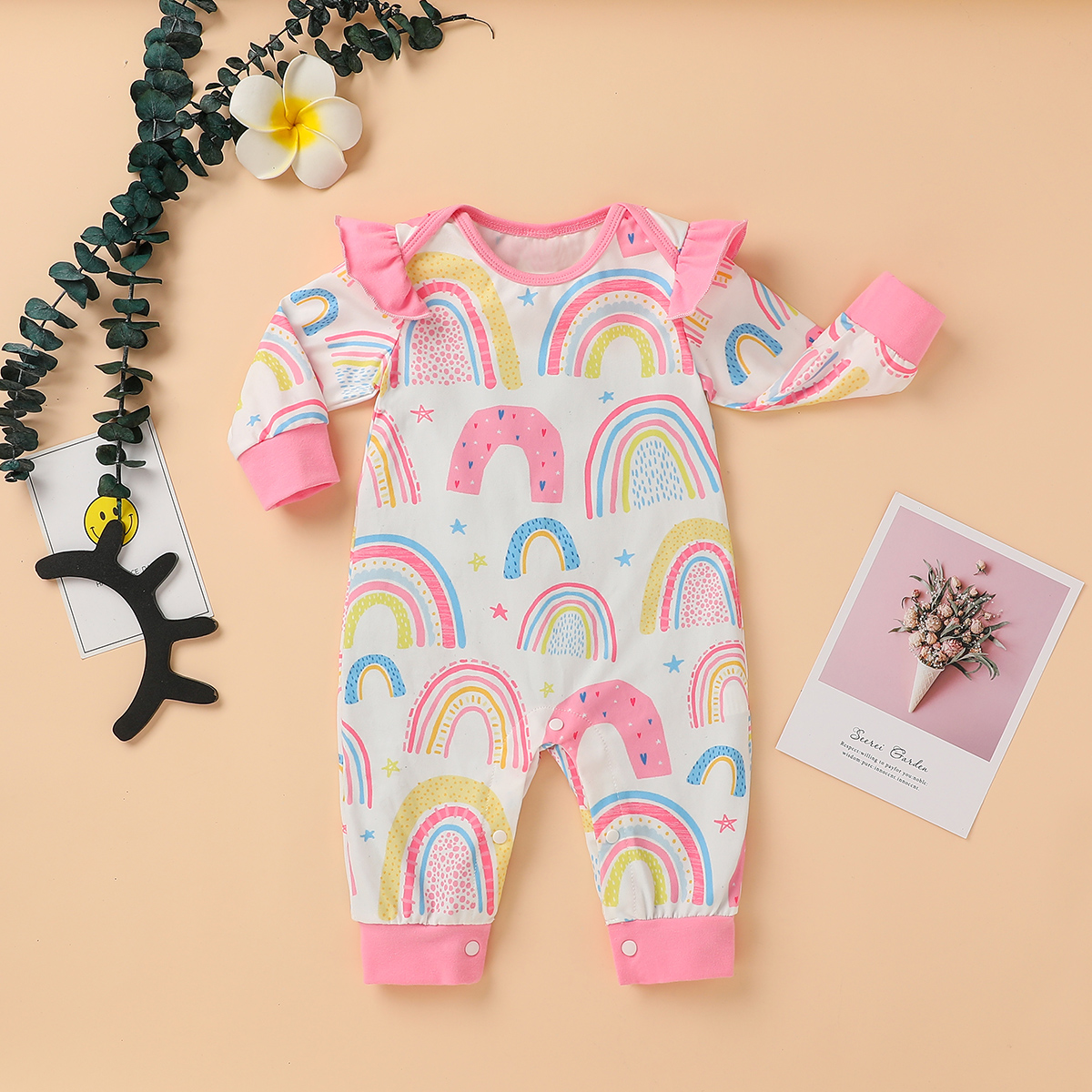 

Baby Rainbow Ruffled Jumpsuits