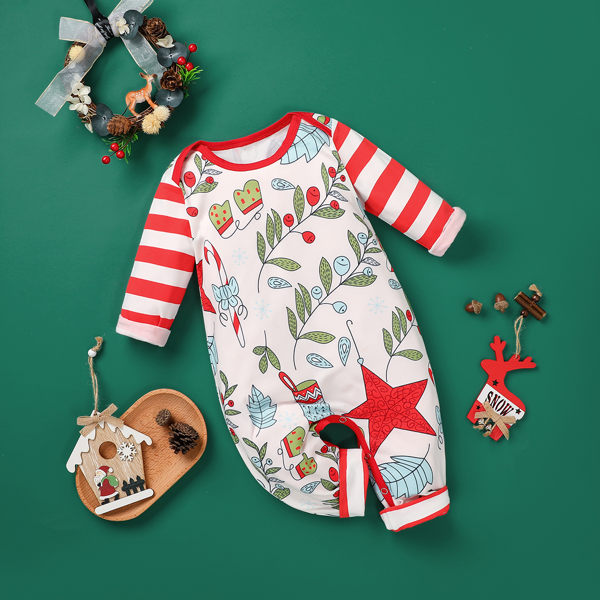 

Baby Christmas Striped Jumpsuit