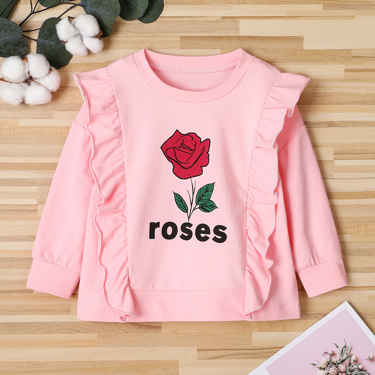 

Baby / Toddler Rose Ruffled Long-sleeve Pullover