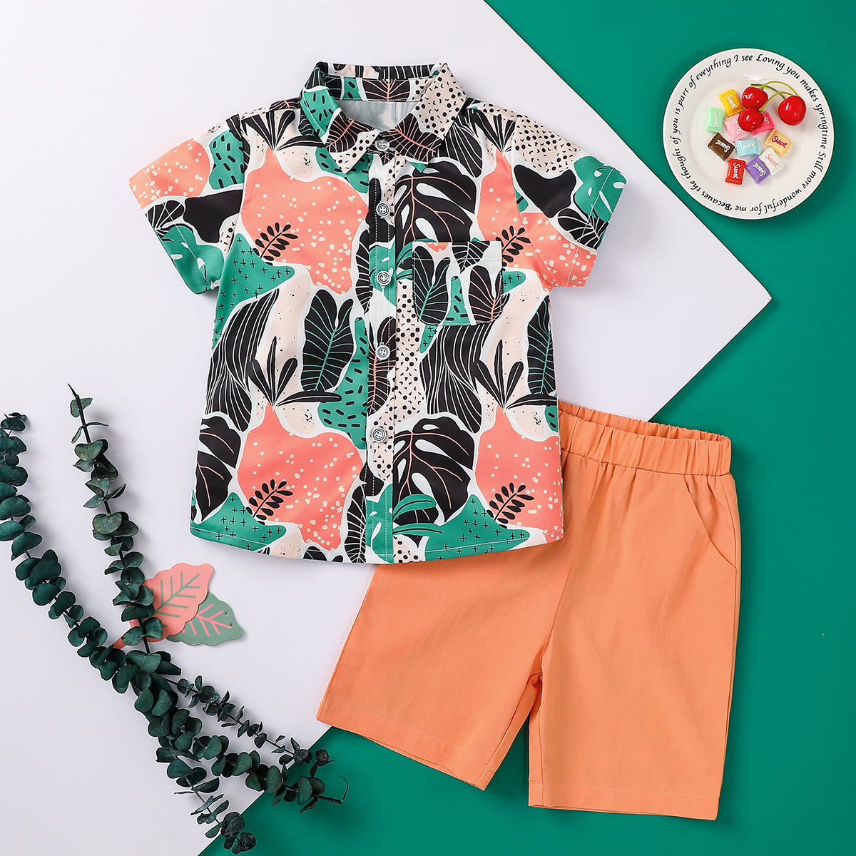 

2-piece Baby / Toddler Boy Summer Print Shirt and Shorts Set