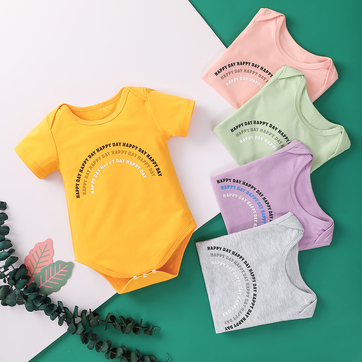

Baby Casual Letter HAPPY DAY Rompers