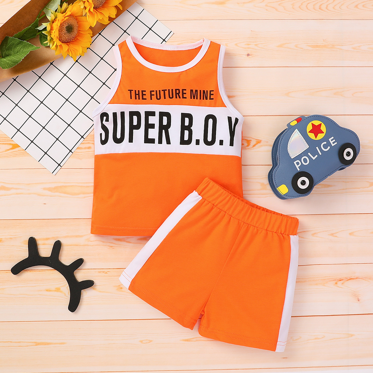 

2-piece Toddler Boy Letter Camisole and Shorts Set