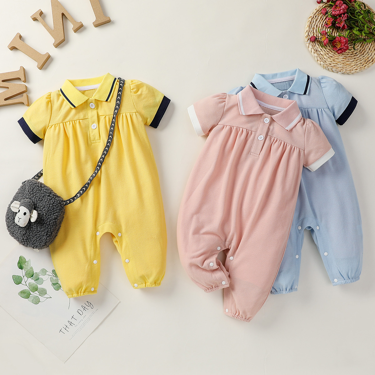 

Baby Polo Collar Short-sleeve Jumpsuit