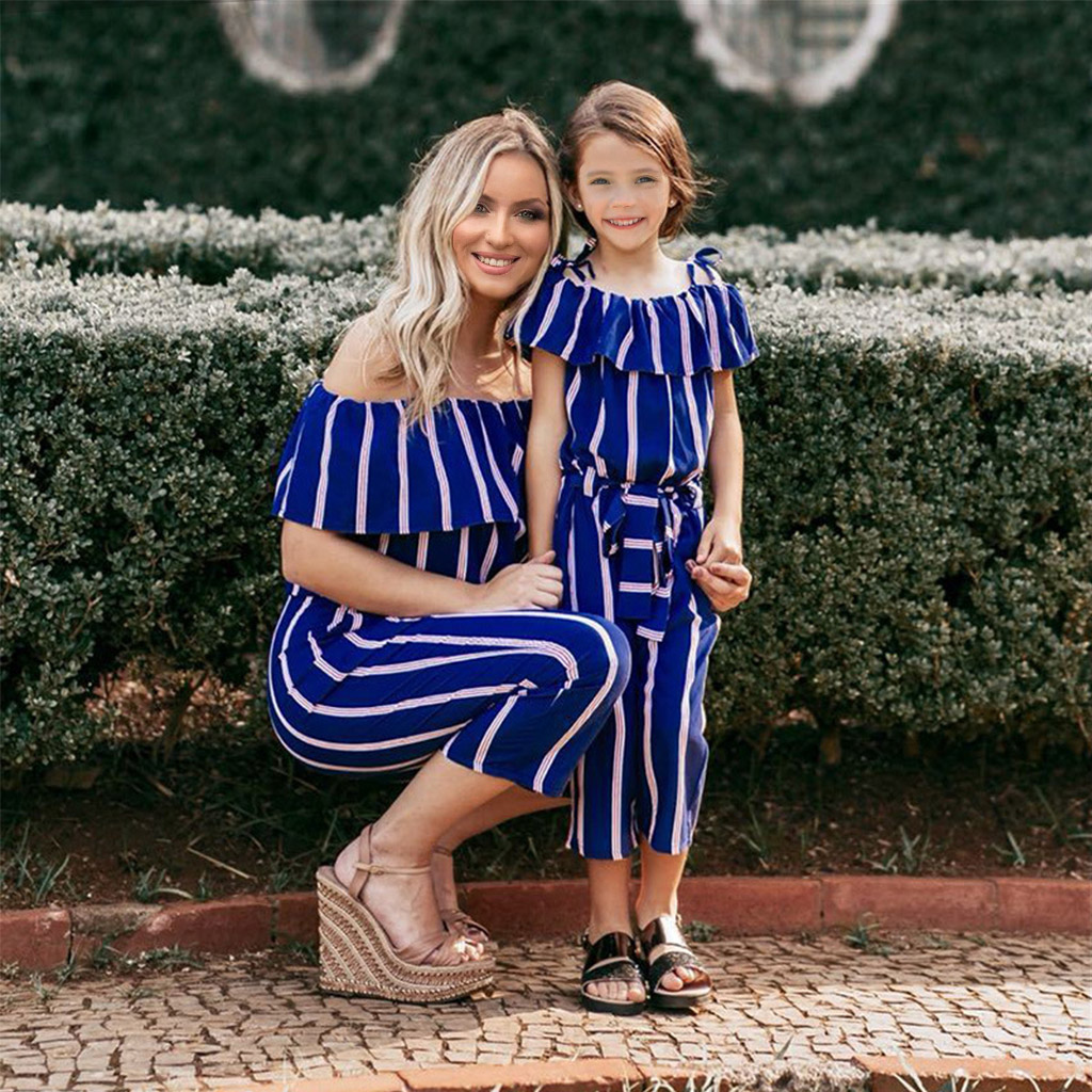 

Off Shoulder Striped Matching Jumpsuits