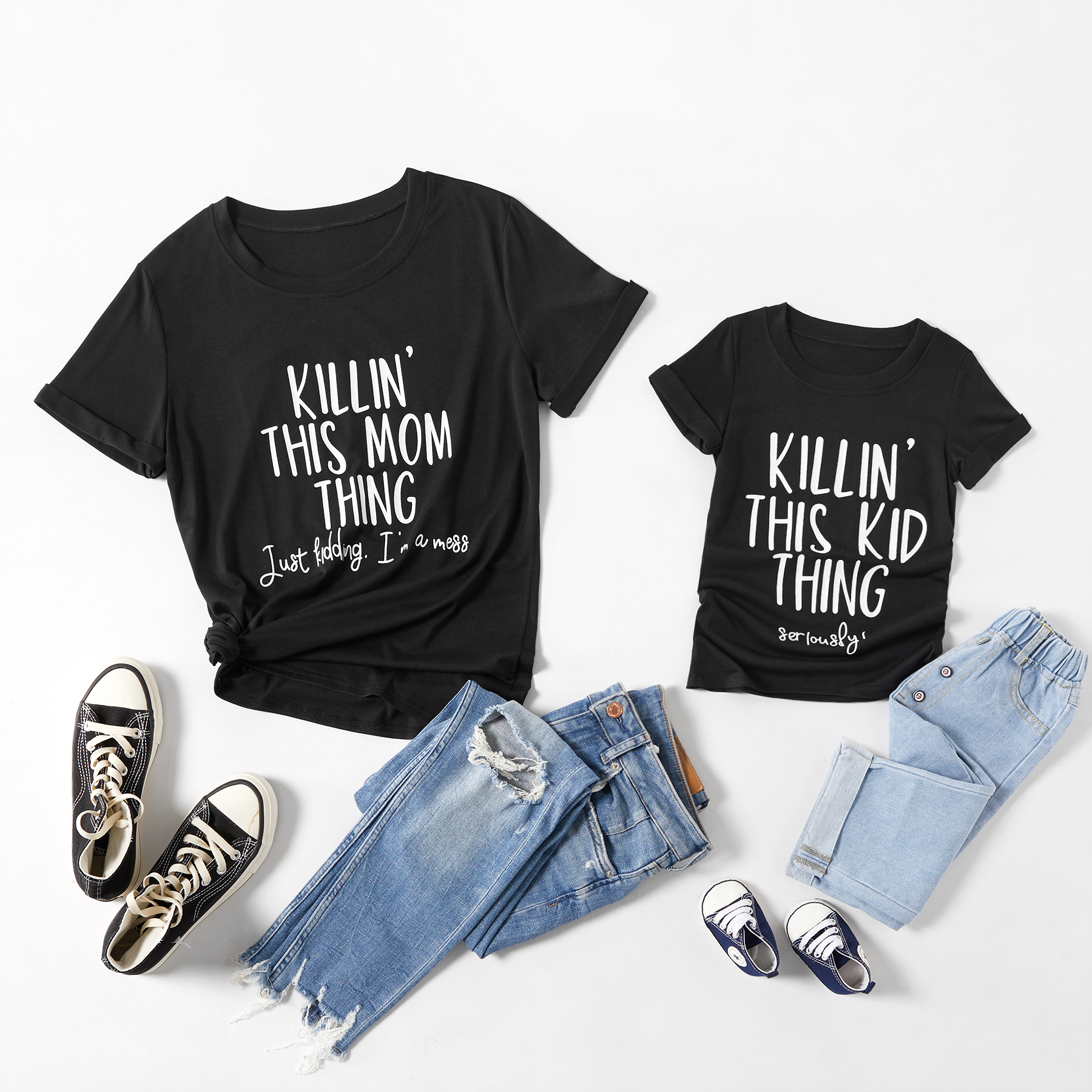 

Casual Letter Print Pattern Tops for Mom and Me