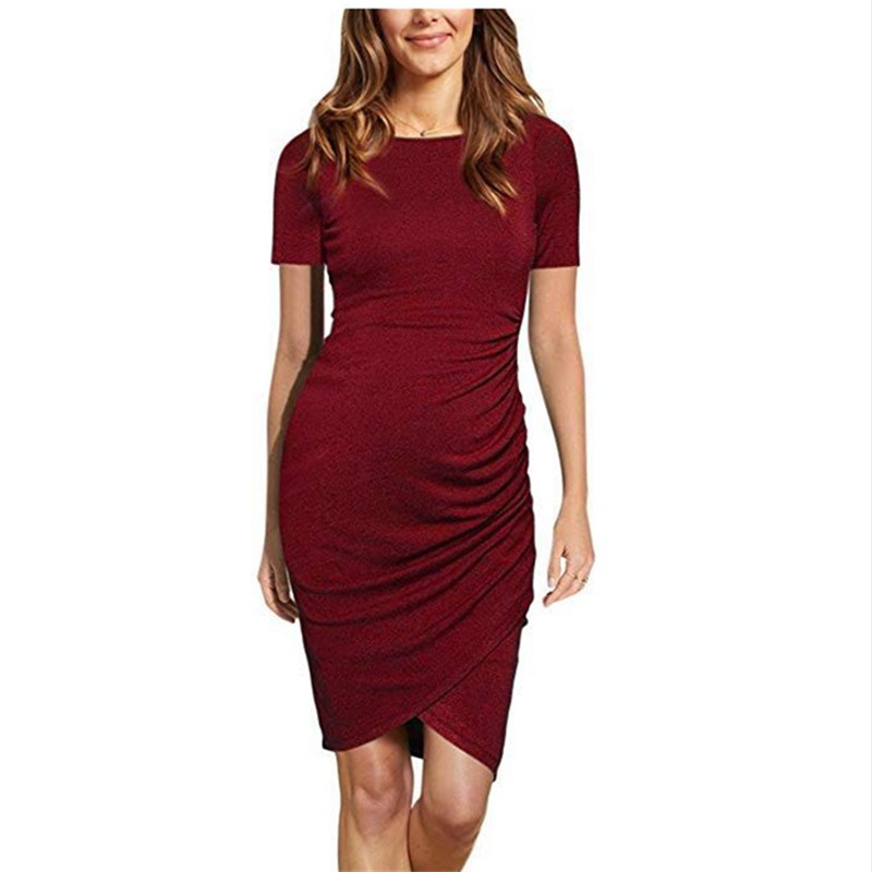 

Elegant Ruched Maternity Short-sleeve Dress