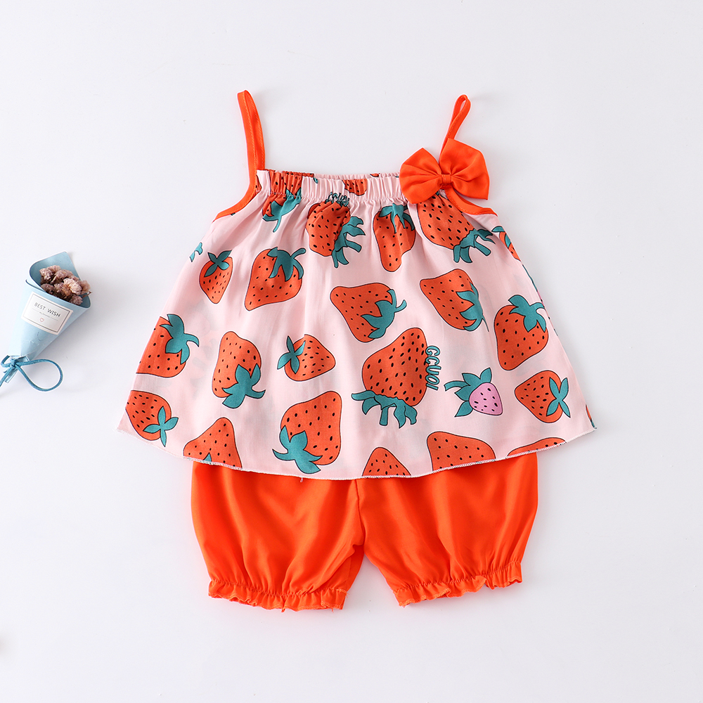 

Baby's Clothing Female 2pcs Floral Baby's Sets Sleeveless Cute Clothing Summer Sunsuit