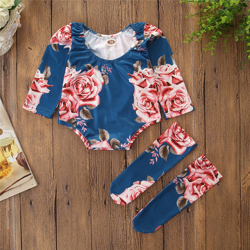 

Baby Rose Floral Print Bodysuit and Legwear Socks