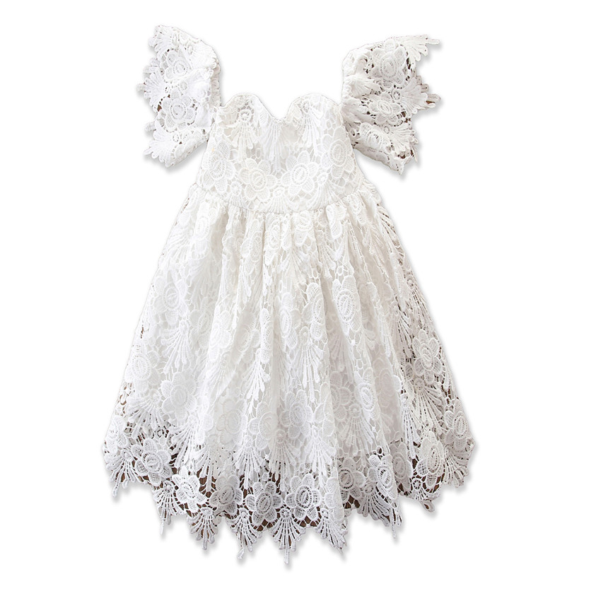 

Elegant Solid Floral Lace Off Shoulder Dress for Girls