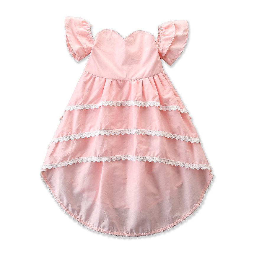 

Stylish Solid Lace Ruffled layers Off Shoulder Cake Dress